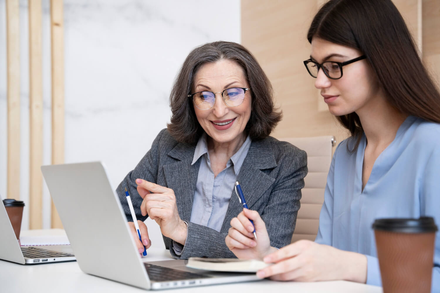 Career counselor mentoring a student